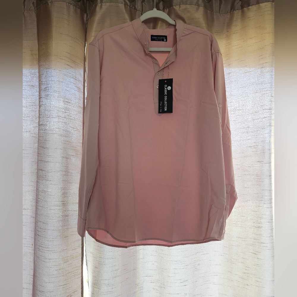 CLASSIC COLLECTION Pink Casual Button Down Shirt